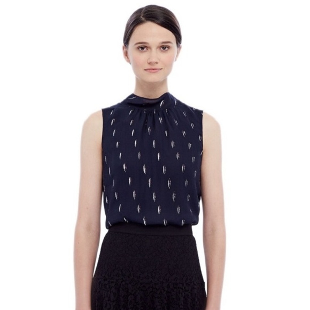 Rebecca Taylor Navy and Metallic Sleeveless Top - Picture 3 of 11